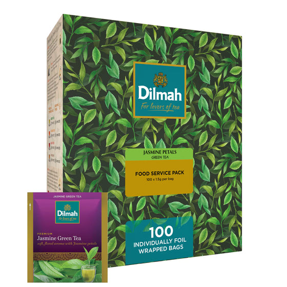 (DIS) Dilmah JASMINE Green Tea. 100 Foil Envelope Teabags