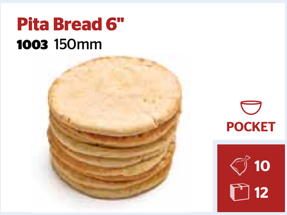 (DIS) Gianni's White Pita Bread Pocket 155mm (6 inches), 10 pieces