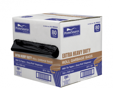 Extra Heavy Duty Black Rubbish Bag Roller 80Lx100 bags