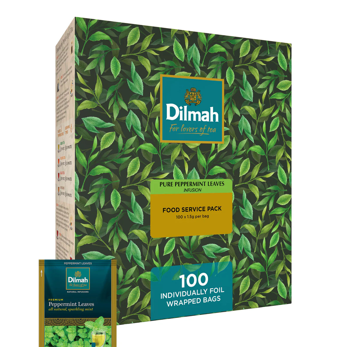 (DIS) Dilmah Peppermint Infusion Tea. 100 Foil Envelope Teabags