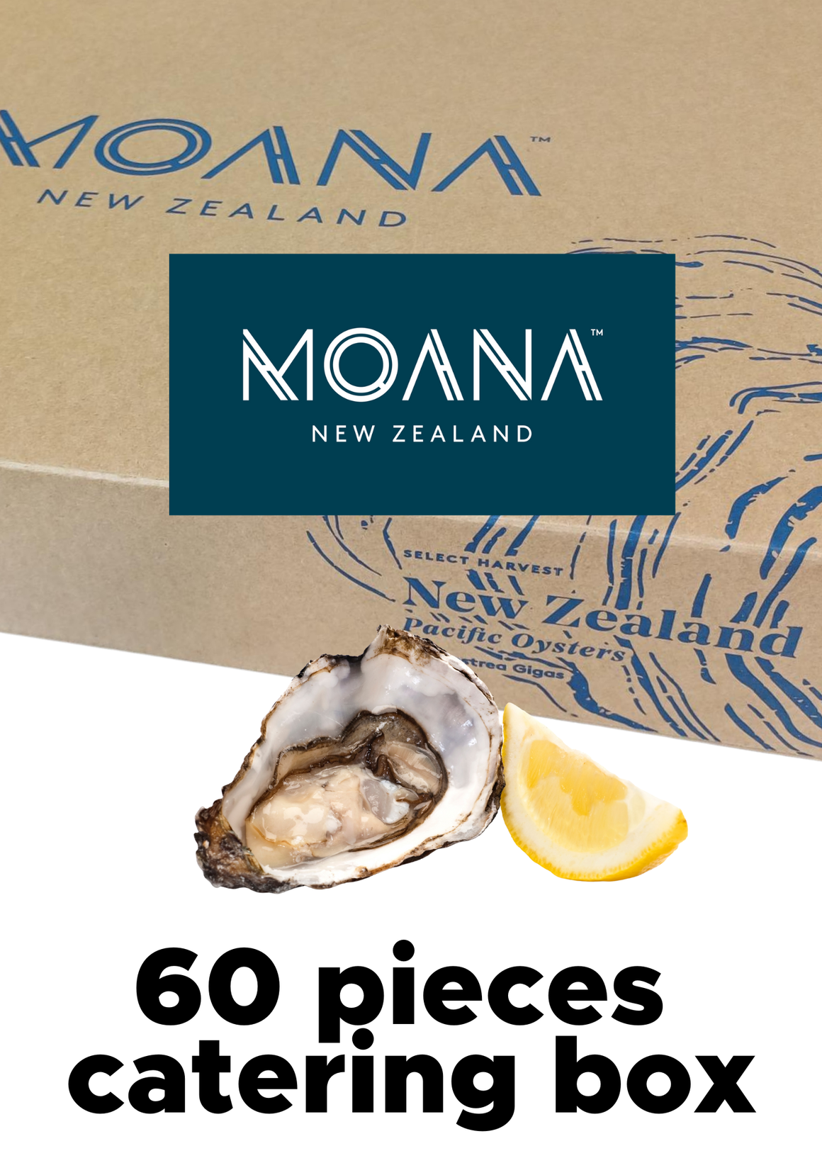 (DIS) 60 pieces Oysters, MOANA, catering box