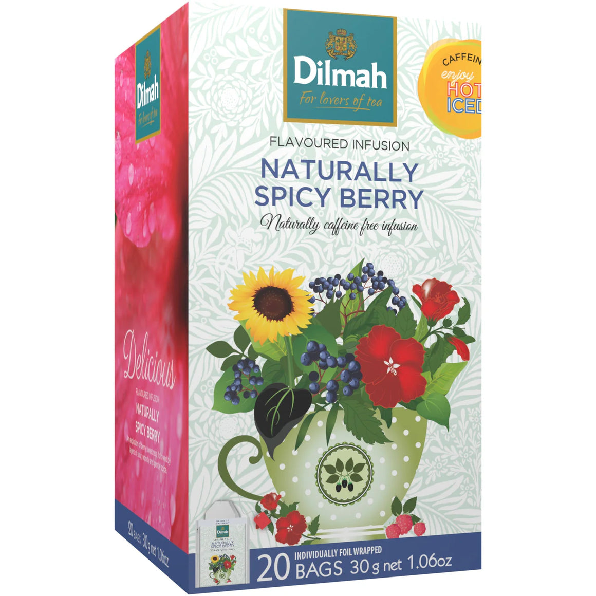 (DIS) Dilmah Natural Spicy Berry Infusion Tea. 20 Foil Envelope Teabags
