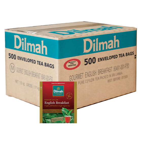 Dilmah, English Breakfast Black Tea, 500 Foil Enveloped Teabags